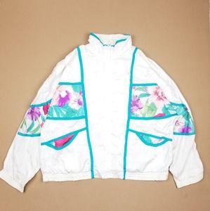 VTG 90's 00's Cute Florals Tropical Art Zip Up Win